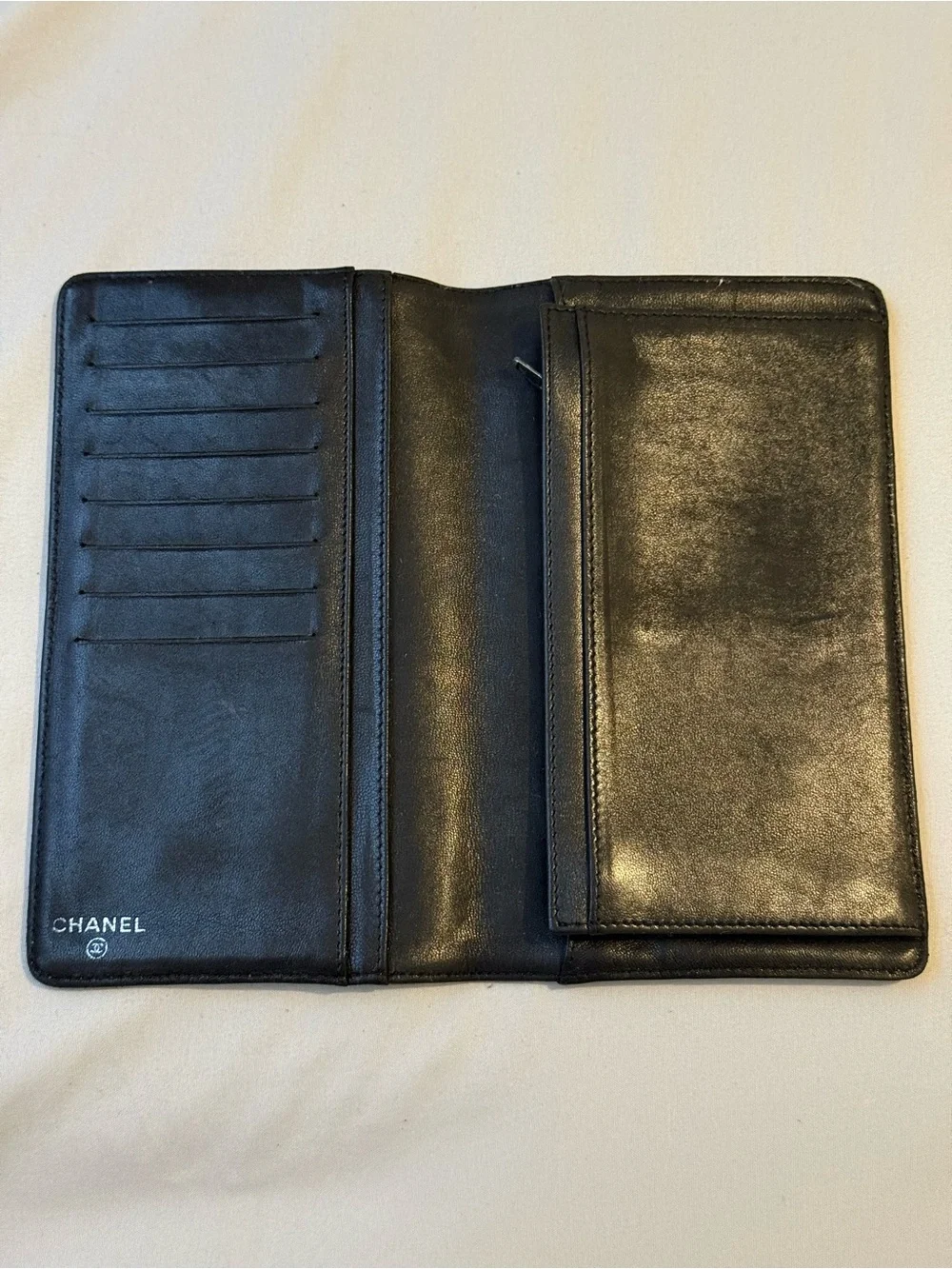AUTHENTIC Y2K VINTAGE Chanel Beige Quilted Lambskin Crossword long wallet